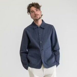 Rhythm Men's 100% Cotton Dark Blue Classic Chore Coat (Size XL)